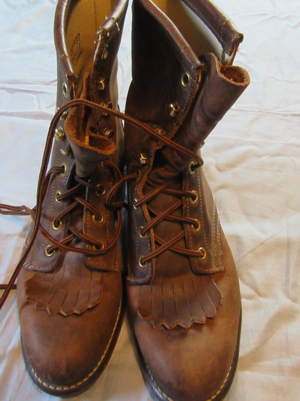 Womens Vtg Western Brown Leather Kiltie Boots Sz 7M